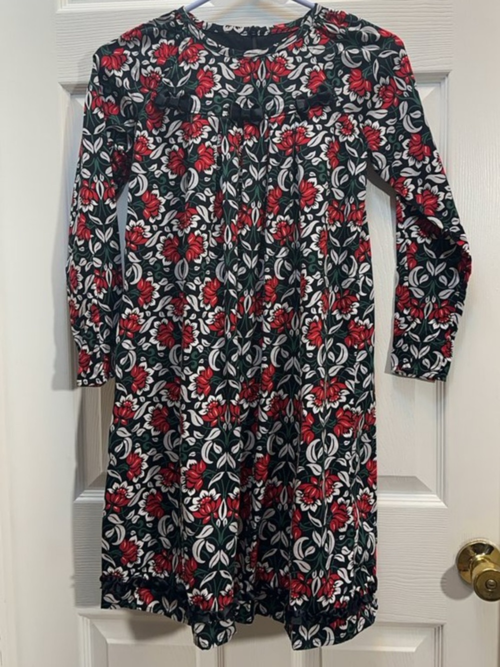 Hanna Andersson Black Dress with Red Floral Print